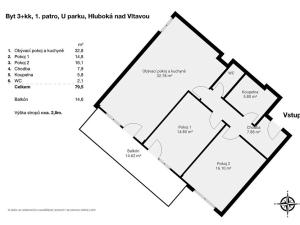 Prodej bytu 3+kk, Hluboká nad Vltavou, U Parku, 97 m2