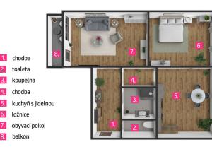 Pronájem bytu 2+1, Třebíč, Lidická, 59 m2