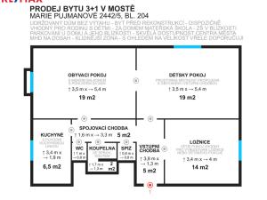 Prodej bytu 3+1, Most, Marie Pujmanové, 76 m2