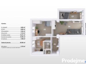 Prodej bytu 3+1, Brno - Lesná, Nejedlého, 65 m2