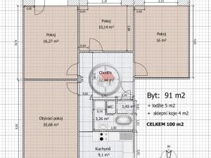 Prodej bytu 4+1, Třebíč - Nové Dvory, Mládežnická, 91 m2