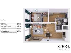 Pronájem bytu 2+kk, Nymburk, Ke Strouze, 43 m2