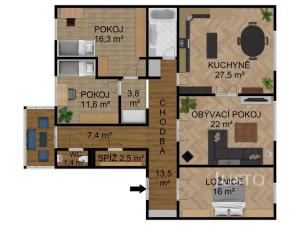 Pronájem bytu 4+1, Písek - Budějovické Předměstí, Tylova, 132 m2
