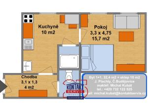 Prodej bytu 1+1, České Budějovice - České Budějovice 3, J. Plachty, 32 m2