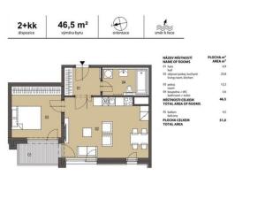 Pronájem bytu 2+kk, Praha - Holešovice, Sanderova, 51 m2