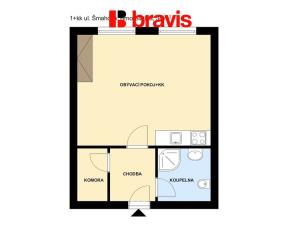 Pronájem bytu 1+kk, Brno - Slatina, Šmahova, 38 m2