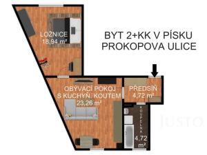 Prodej bytu 2+kk, Písek - Budějovické Předměstí, Prokopova, 52 m2