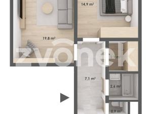 Prodej bytu 2+1, Zlín, U Trojáku, 68 m2