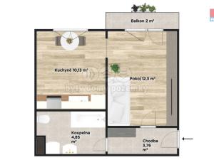 Pronájem bytu 1+1, Milovice, Mírová, 31 m2