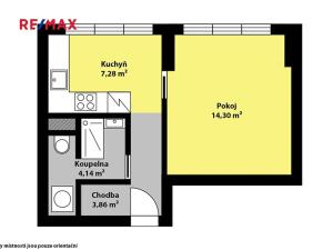 Pronájem bytu 1+1, Kolín, Masarykova, 31 m2
