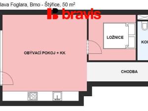 Pronájem bytu 2+kk, Brno, Jaroslava Foglara, 50 m2