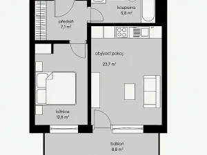 Pronájem bytu 2+kk, Praha - Vysočany, Fafkových, 58 m2
