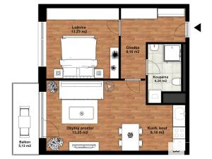 Pronájem bytu 2+kk, Chrudim, V Hliníkách, 48 m2