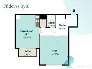 Pronájem bytu 1+1, České Budějovice, Netolická, 49 m2