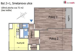 Pronájem bytu 2+1, Mělník, Smetanova, 72 m2