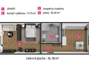 Pronájem bytu 1+1, Brno - Bystrc, Vondrákova, 35 m2