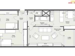 Pronájem bytu 3+1, Praha - Kobylisy, Bojasova, 65 m2