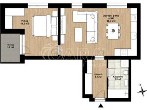 Pronájem bytu 2+kk, Praha - Vysočany, Oktábcových, 53 m2