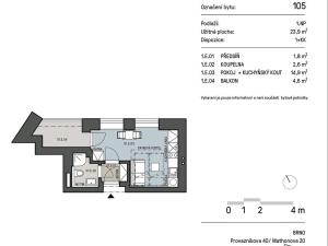 Pronájem bytu 1+kk, Brno, Mathonova, 24 m2