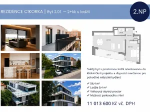 Prodej bytu 2+kk, Praha - Modřany, Na Cikorce, 56 m2