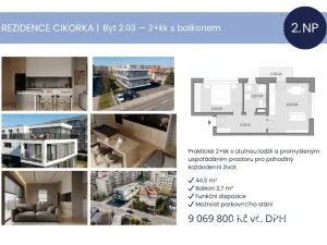 Prodej bytu 2+kk, Praha - Modřany, Na Cikorce, 44 m2