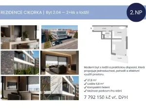 Prodej bytu 1+kk, Praha - Modřany, Na Cikorce, 37 m2
