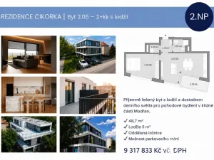 Prodej bytu 2+kk, Praha - Modřany, Na Cikorce, 48 m2
