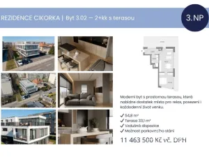 Prodej bytu 2+kk, Praha - Modřany, Na Cikorce, 54 m2