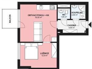 Pronájem bytu 2+kk, Brno, Řehořova, 45 m2