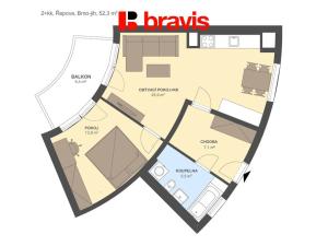 Pronájem bytu 2+kk, Brno - Horní Heršpice, Řepova, 56 m2