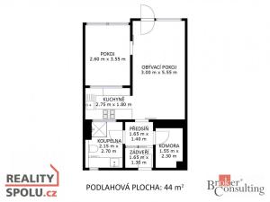 Prodej bytu 2+kk, Brno - Slatina, Moutnická, 44 m2