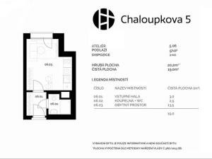 Pronájem bytu 1+kk, Brno, Chaloupkova, 21 m2
