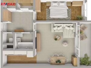 Pronájem bytu 2+kk, Brno - Bohunice, Okrouhlá, 46 m2