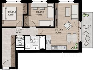 Pronájem bytu 3+kk, Písek - Pražské Předměstí, Pražská, 69 m2