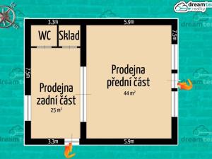 Pronájem obchodního prostoru, Rožnov pod Radhoštěm, Pionýrská, 69 m2