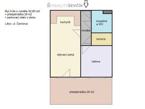 Pronájem bytu 2+kk, Lišov, Čechova, 56 m2