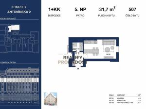 Pronájem bytu 1+kk, Brno, Antonínská, 45 m2