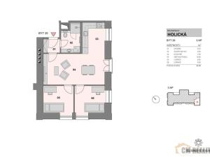 Pronájem bytu 3+kk, Olomouc - Hodolany, Holická, 52 m2
