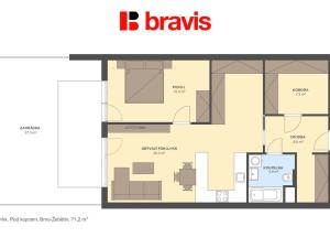 Prodej bytu 3+kk, Brno - Žebětín, Pod kopcem, 71 m2