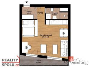 Pronájem bytu 1+kk, Zlín, Lešetín I, 37 m2