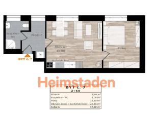 Pronájem bytu 2+kk, Ostrava - Kunčičky, Výhradní, 47 m2