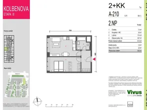 Prodej bytu 2+kk, Praha - Vysočany, Smržových, 55 m2