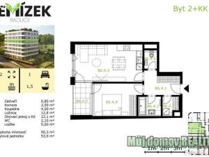 Pronájem bytu 2+kk, Praha - Radlice, U Komína, 54 m2
