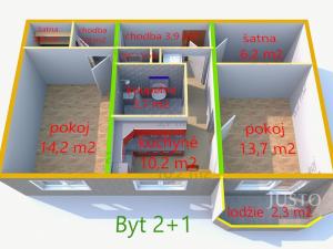 Pronájem bytu 2+1, Uherské Hradiště, Štěpnická, 61 m2