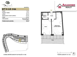 Pronájem bytu 2+kk, Brno, Bystrcká, 60 m2