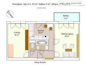 Pronájem bytu 2+1, Jihlava, Riegrova, 55 m2