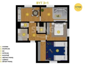 Prodej bytu 3+1, Velké Heraltice - Košetice, 72 m2