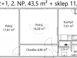 Prodej bytu 2+1, Uherské Hradiště, Derflanská, 44 m2