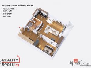 Pronájem bytu 2+kk, Hradec Králové - Třebeš, Svatojánská, 66 m2