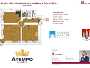 Pronájem bytu 3+kk, České Budějovice - České Budějovice 1, Karla IV., 98 m2